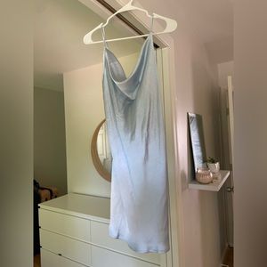 Light Blue Motel Rocks Silk Slip Dress